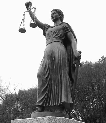 Lady Justice depicted here ready to weigh-in the combatants.